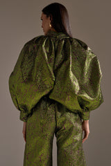 LAYLA BROCADE PUFF SLEEVE MOCK NECK TOP