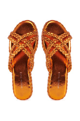 AZALEA WANG AMMON ORANGE METALLIC BRAIDED SANDAL