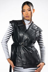 AZALEA WANG DOLLY PU VEST WITH ADJUSTABLE BELT