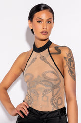 BOWIE ILLUSION EMBELLISHED MOCK NECK BODYSUIT