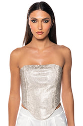 CUE THE LIGHTS SPARKLE CORSET TOP