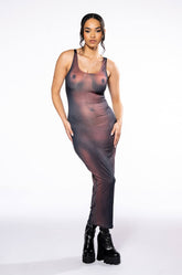 CUERPO PRINTED SCOOP NECK SLEEVELESS MAXI DRESS