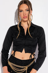 ELENA RUCHED PUFF SLEEVE BLOUSE
