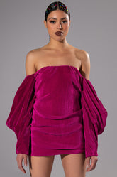 FAYE OFF THE SHOULDER PLEATED MINI DRESS