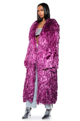 I'M SO FANCY TINSEL METALLIC SHAKET TRENCH IN PINK