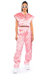 ARYA QUILTED SATIN BREAKAWAY JOGGER