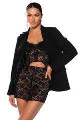 DAHLIA CORSET LINGERIE MINI DRESS IN BLACK