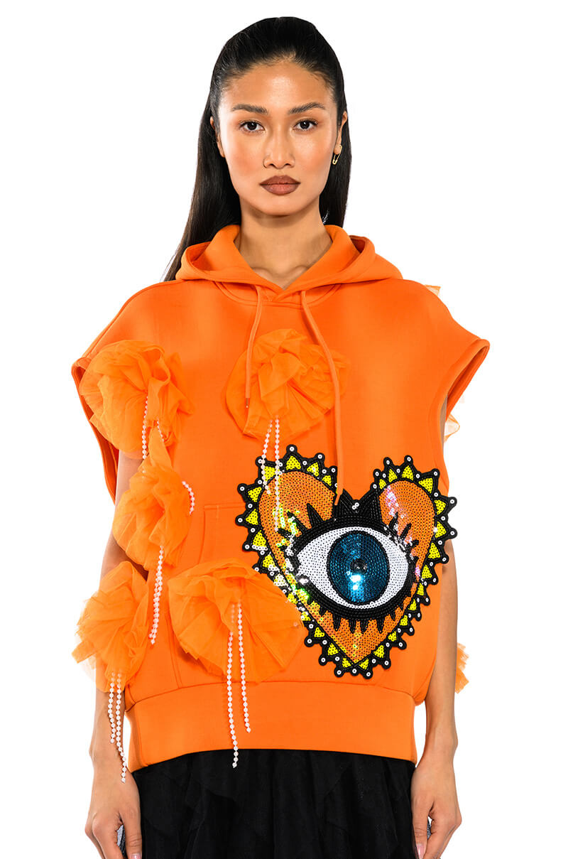 EUPHORIC EMBELLISHED SLEEVELESS SWEATSHIRT