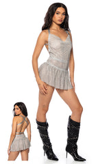 MAKE YOU MISS ME RHINESTONE MINI DRESS